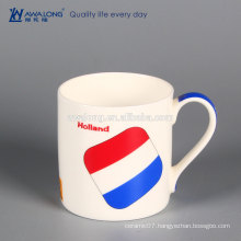 Customized OEM logos Fine Ceramic Handle logo printing enamel mug